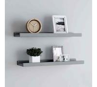 vidaXL 2x Picture Frame Ledge Shelves Black MDF Living Room Wood Shelf Home