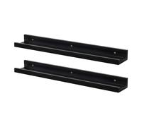 Harbour Housewares 2X Floating Picture Ledge Wall Shelves - Black - Photo Gallery Bookshelf Wall Shelves Floating Shelf 57Cm