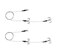 2x Pike Dead Bait Rigs with StrongTREBLE HOOKS - Size 2 4 6 8 for Pike Fishing Trace Hooks Live Bait - Ready to go! (Semi-Barbless, 2 (XXL))