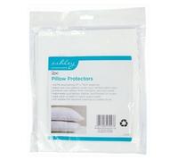 2x Pillow Protectors - 75cm x 45cm - White - Anti-Allergy Feather Dust Mite Proof Bed Cushion Pillowcase Case Cover Pack - By Ashley