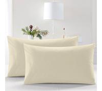 (2x Pillowcase only (50x75 cm), Cream) 100% Egyptian Cotton Flat Sheets TC 400 Full Bed Sheet Single Double King Size