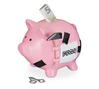 2x Pink ceramic piggy bank 650g with key & hammer