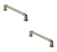 2x Pipe Design Cabinet Pull Handle 128mm Fixing Centres 12mm Dia Satin Nickel