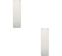 Loops 2x Plain Door Finger Plate 300 x 75mm Bright Stainless Steel Push Plate in Metallics Loops Metallics