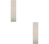 Loops 2x Plain Door Finger Plate 350 x 75mm Satin Stainless Steel Push Plate in Metallics Loops Metallics