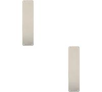 2x Plain Door Finger Plate 350 x 75mm Satin Stainless Steel Push Plate Loops Metallics One Size