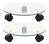 2x Plant Rollers Tempered Glass 28cm Round Rolling Saucer Stand Mover vidaXL