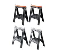 2x Plastic Folding Sawhorses 200kg Capacity Orange Shelf