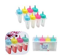 2X Plastic Ice Lolly Mould Trays with 8 Mouldings, Popsicle Moulds, BPA Free, Reusable, 16cm DIY Frozen Tools Kitchen Accessory, Summer DIY for Children