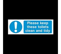 2x Please keep these toilets clean and tidy Sign 150mm x 50mm - Self Adhesive Sticker (MISC80)