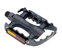 2x Point MTB pedals with reflectors 9/16 inch axle CrMo steel black