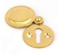 2X Polished Brass 32mm Keyhole Covered Escutcheon