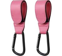 2X Pram Hook Clips,Cup Holder for Pram,Leather Style Pushchair Hooks,Buggy Clips Carrier, Heavy Duty Strollers & Buggies,Travel Pram,Pushchairs & Prams,Baby Changing Bags,Baby Stroller (Pink)