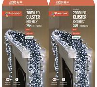2x Premier 2000 LED Cluster Indoor Outdoor Action Christmas Tree Lights - WHITE