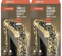 2x Premier 2000 LED Cluster Indoor Outdoor Christmas Tree Light Timer WARM WHITE