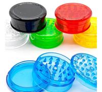 2X Premium Plastic Herb Grinder 60mm, 3 Part Magnetic Spice & Herb Crusher with Sharp Shark Teeth, Portable Reusable Kitchen Grinder, Lightweight Durable Design, Assorted Colours