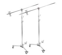 2x Professional Heavy Duty C-Stand with Boom Arm Kit, 50in Solid Boom Arm, 307cm/ 120.8in Light Stand Rod, C-Stand Dolly Base Castor Wheels for Photo Video Studio Photography Softboxes Monolights