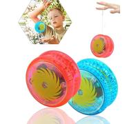 2x Professional LED Light Up Yoyo Set for Kids 3+ - Red and Blue Plastic Yo Ball with Beginner Tricks, Gift