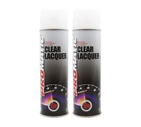 2x Promatic Clear Lacquer Spray, High Gloss Finish, 500ml, Fast Drying, Weatherproof, UV/Scratch/Impact Resistant