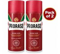 2x Proraso Red Shaving Foam Barbe Dure Sandalwood