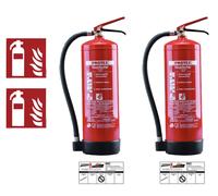 2x Protex SDE6 Fire Extinguisher Foam 6l With Mounting Bracket Wall Mount Sign