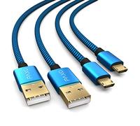 2x PS4 controller charging cable, 2m cable for Playstation 4, Sony PS4, PS4 Slim, Microsoft Xbox One controllers, micro USB charging cable, blue-black