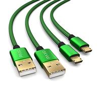 2x PS4 controller charging cable, 4m cable for Playstation 4, Sony PS4, PS4 Slim, Microsoft Xbox One controllers, micro USB charging cable, green-black