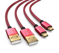 2x PS4 controller charging cable, 4m cable for Playstation 4, Sony PS4, PS4 Slim, Microsoft Xbox One controllers, micro USB charging cable, red-black