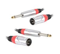 2x Pulse 3P XLR Male to 1/4" Jack Mono 3M cable lead DJ Disco PA System