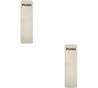2X Push Engraved Door Finger Plate 300 X 75mm Satin Stainless Steel Push Plate