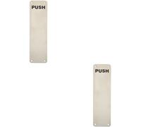 2x Push Engraved Door Finger Plate 300 x 75mm Satin Stainless Steel Push Plate