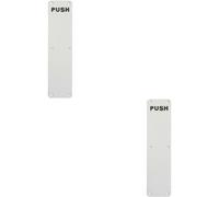 Loops 2 PACK | Push Engraved Door Finger Plate - 350 x 75mm - Satin Anodised Aluminium | Protective Door Push Plate - Commercial Door Finger Plate - Plain/Push/Pull Engraved Options