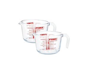 2x Pyrex Large Glass Measuring Jug 1000ml Classic Kitchen Measurement