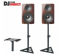 2X QTX Height Adjustable Studio Monitor Speaker Stands Pair HIFI Audio Black