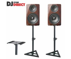 2X QTX Height Adjustable Studio Monitor Speaker Stands Pair HIFI Audio Black