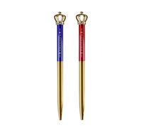 2X Queen Elizabeth II Platinum Jubilee Crown Ballpoint Pens Commemorative Memorabilia Souvenirs Black Ballpen Gift Set (By LILAJ)