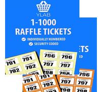 2x Raffle Ticket Books 1-1000 - Choose Colour | Perforated, Security Numbered | 5 Tickets Per Strip | Fundraising, Prize Draws, Cloakroom, Events | Duplicate-Free, Easy Tear (Orange & Yellow)