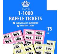 2x Raffle Ticket Books 1-1000 - Choose Colour | Perforated, Security Numbered | 5 Tickets Per Strip | Fundraising, Prize Draws, Cloakroom, Events | Duplicate-Free, Easy Tear (Pink & Yellow)