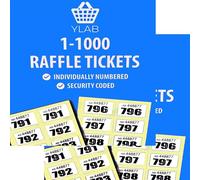 2x Raffle Ticket Books 1-1000 - Choose Colour | Perforated, Security Numbered | 5 Tickets Per Strip | Fundraising, Prize Draws, Cloakroom, Events | Duplicate-Free, Easy Tear (2x Yellow)