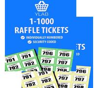 2x Raffle Ticket Books 1-1000 - Choose Colour | Perforated, Security Numbered | 5 Tickets Per Strip | Fundraising, Prize Draws, Cloakroom, Events | Duplicate-Free, Easy Tear (Yellow & Green)