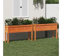 2x Raised Garden Planters with Legs Solid Pine Wooden Outdoor Plant Boxes