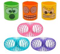 2x Random Crazy Face Magic Springs 6.5cm | Novelty Plastic Bouncing Spring | Stretchable Coil Fun Fidget Toys for Kids, Christmas Stocking Fillers Kids Stress Relief Toys Gifts 3+ Years