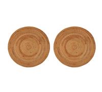 2X Rattan Woven Placemats,Table Mats,Non Slip Heat Resistant Place Mat,Wicker Placemat,Trivets for Hot Dishes Round,40cm