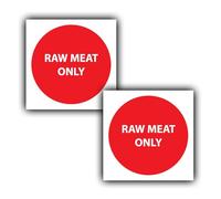 2X Raw Meat Only - Allergen Food Stickers - Colour Coded Chopping Board Sign Kitchen Labels - 100mm x 100mm