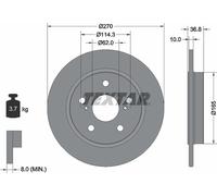 2x Rear Brake Discs PRO Pair fits Toyota Corolla Auris Van 92164003 270 mm