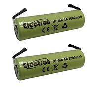 2x Rechargeable Batteries - Ni-Mh AA 1.2 V / 2,000 mAh with soldering Terminals for Rechargeable Battery Packs
