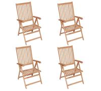 vidaXL Reclining Garden Chairs Wooden Dining Dinner Seat 2 pcs Solid Teak Wood