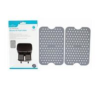 2x Rectangle Silicone Air Fryer Liners - 13cm x 20cm - Grey - Greaseproof Baking Parchment Airfryer Tower Tray Inserts Accessories Sheets - By Ashley