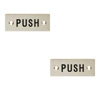 2x Rectangular Door Push Sign 75 x 30mm Satin Stainless Steel Door Plate