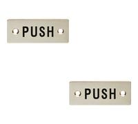 2x Rectangular Door Push Sign 75 x 30mm Satin Stainless Steel Door Plate